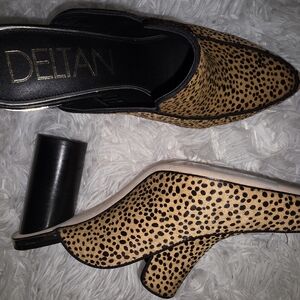 Delta Gold and Black Heels with Elegant Animal Print